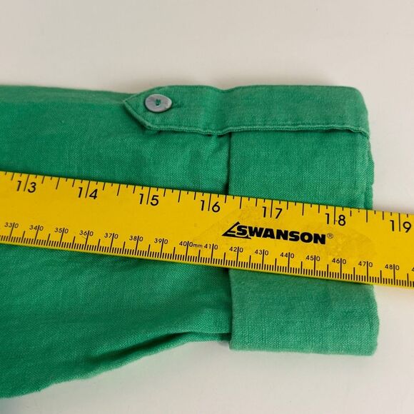 Ecologie Green Linen Embroidered Convertible Sleeve Shirt S - Picture 7 of 7